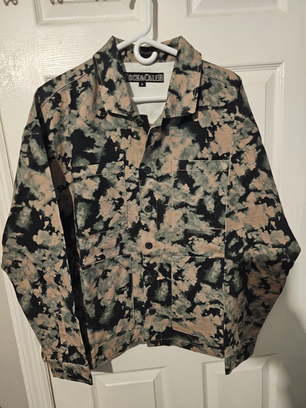Brand New Rock And Caleb Black, Beige, Sage Splatter Print Jacket